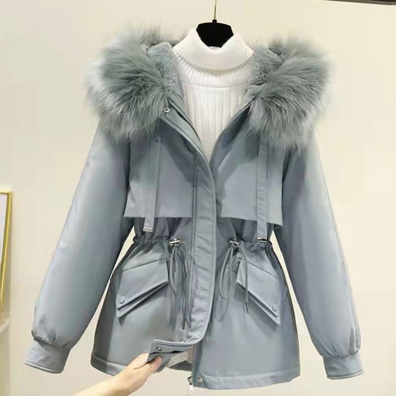 Sky Blue / S Winter jacket with big fur hood 14:1254;5:100014064