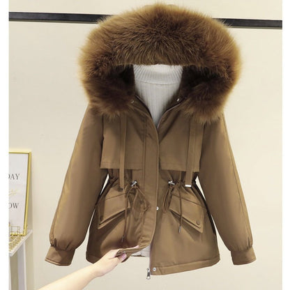 coffee / S Winter jacket with big fur hood 14:200002130#coffee;5:100014064