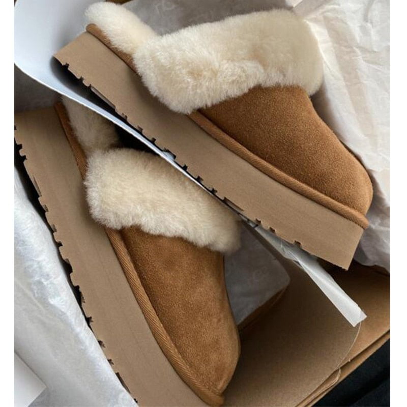 Plush slippers women's with fur