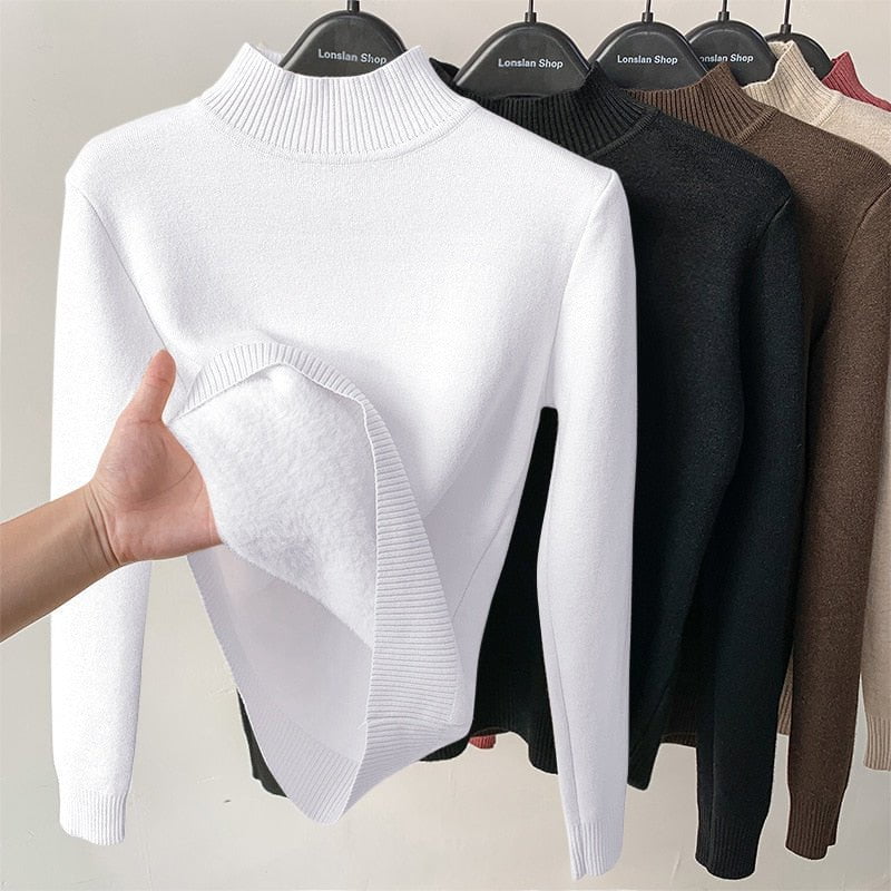 White / One Size Knit turtleneck winter sweater vintage 14:29;5:200003528