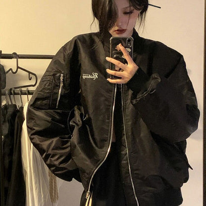Black 'GOTHIC' bomber jacket