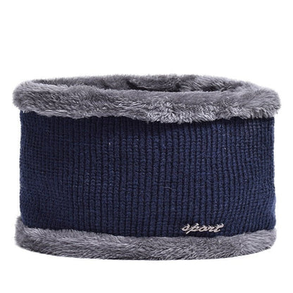 Velvet scarf navy men's knit winter hat kw 14:200572156#Velvet scarf navy