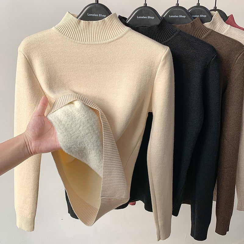 apricot / One Size Knit turtleneck winter sweater vintage 14:771#apricot;5:200003528