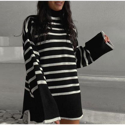 oversized striped turtleneck sweater