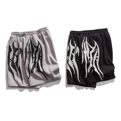 &JR shorts with a gothic graphic