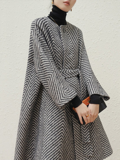 black and white zigzag winter coat
