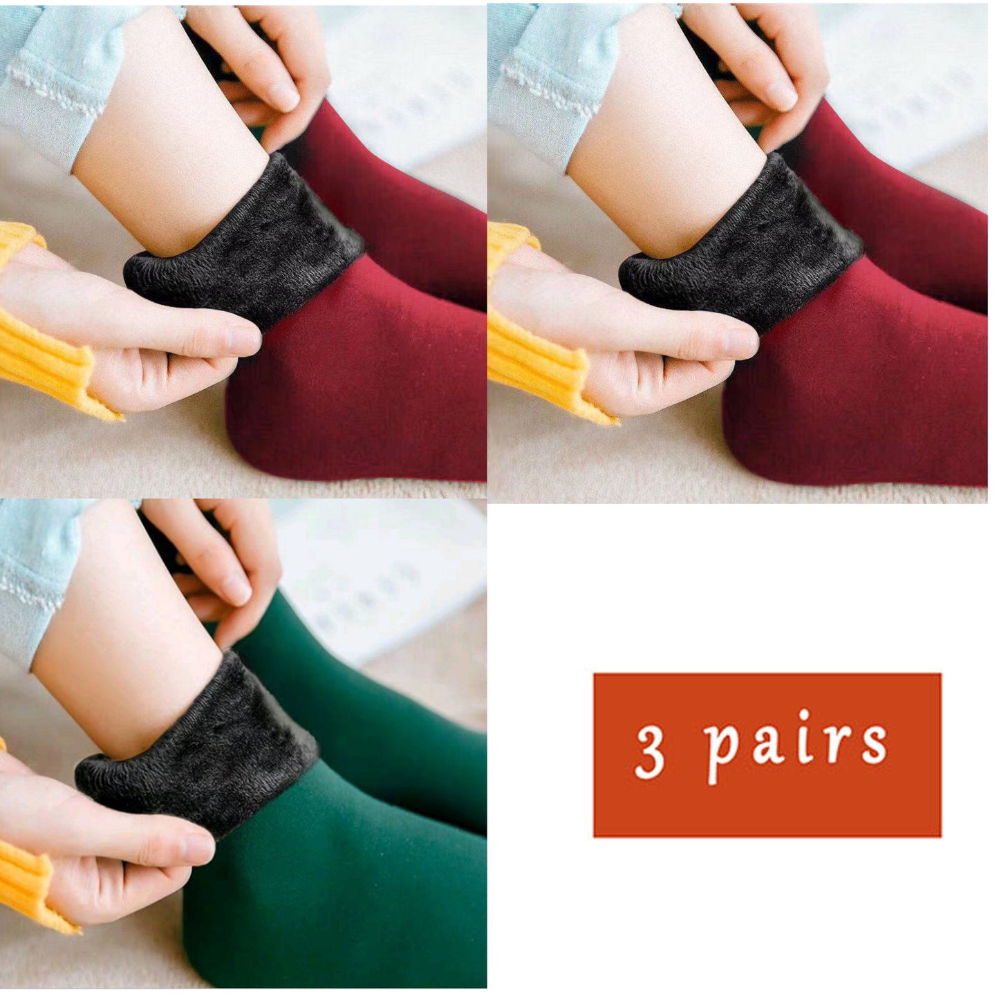 red2-green1 / EU30-42 cashmere sleep socks 3 pairs lot 14:175#red2-green1;5:200003528#EU30-42