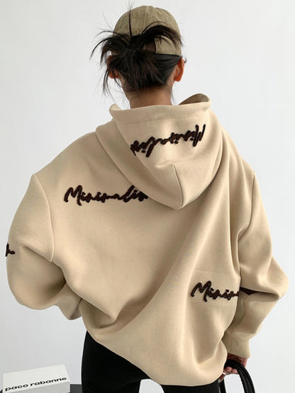 TopGraffiti oversized hoodie in gray or apricot