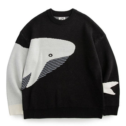 "WHALE SHARK" oversize knitted  pullover Unisex