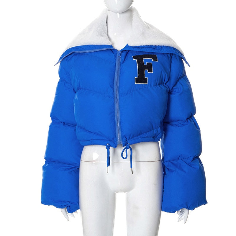 Miss 'OLIVIA "F" crop hooded puffer jacket