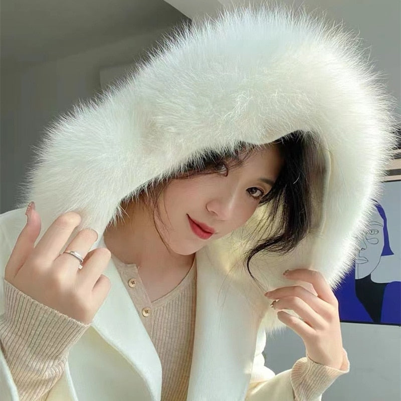 Forever winter wool coat with fur hood