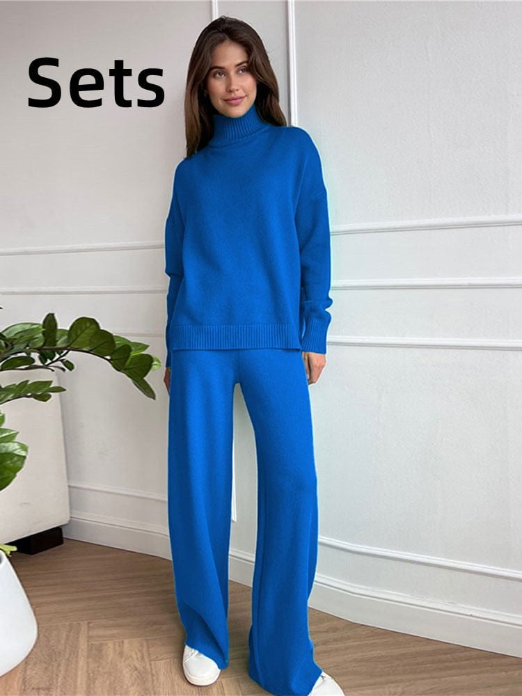 Blue Sets / S turtleneck knit sweater set for ladies 14:29#Blue Sets;5:100014064