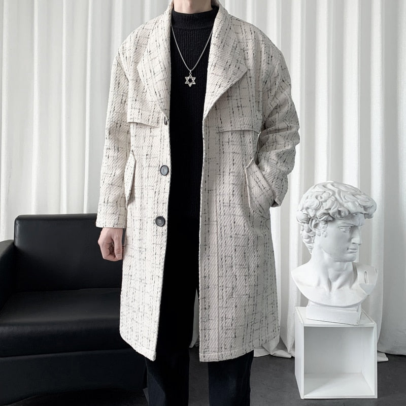 &OS white speck woolen long coat