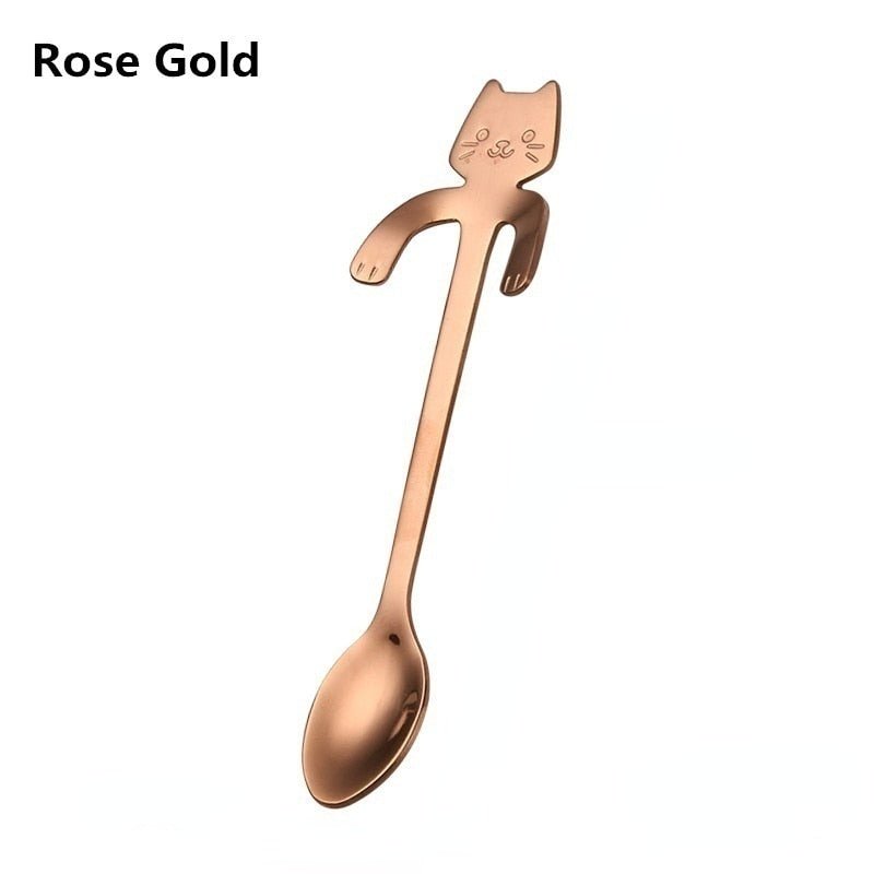 Rosegold lovely cute cat shaped teaspoon and ice 14:200001951#Rosegold