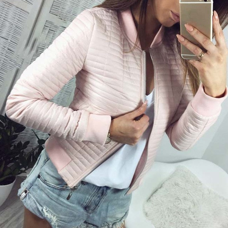 In The Style Quilted bomber jacket