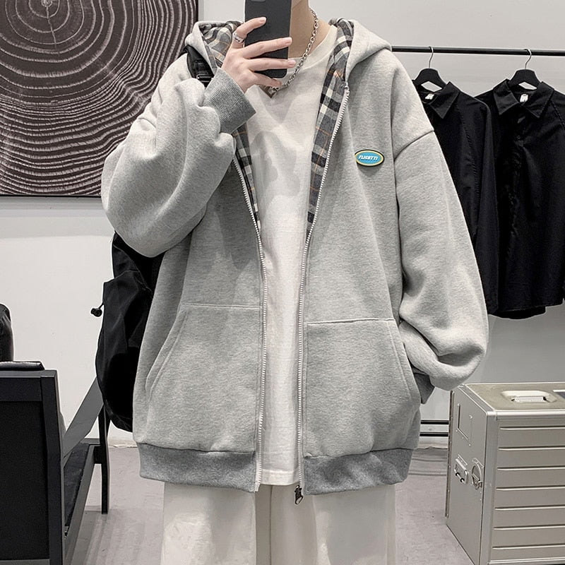 light gray / S / China Men's loose hooded sweatshirt in cotton 14:193#light gray;5:100014064;200007763:201336100
