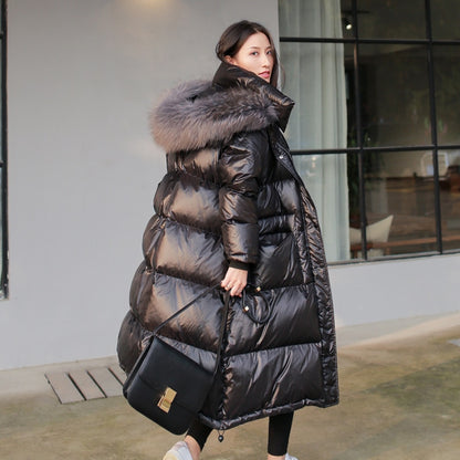 Urban Bliss long puffer coat with fur hood in black