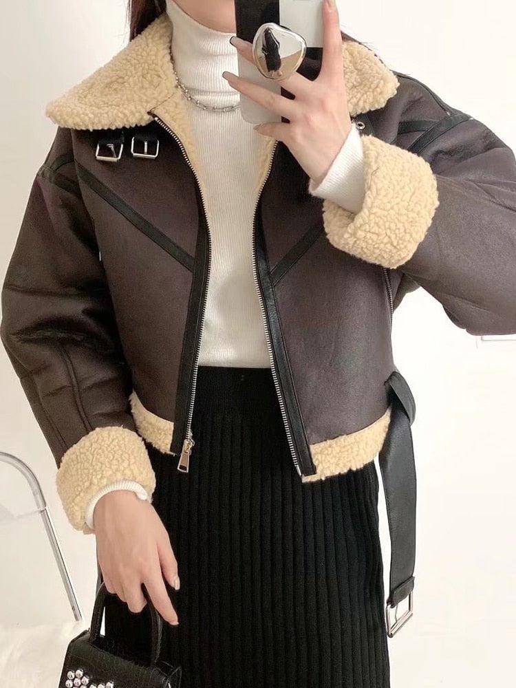 Auburn / XS women's winter faux leather jacket 14:365458;5:100014066