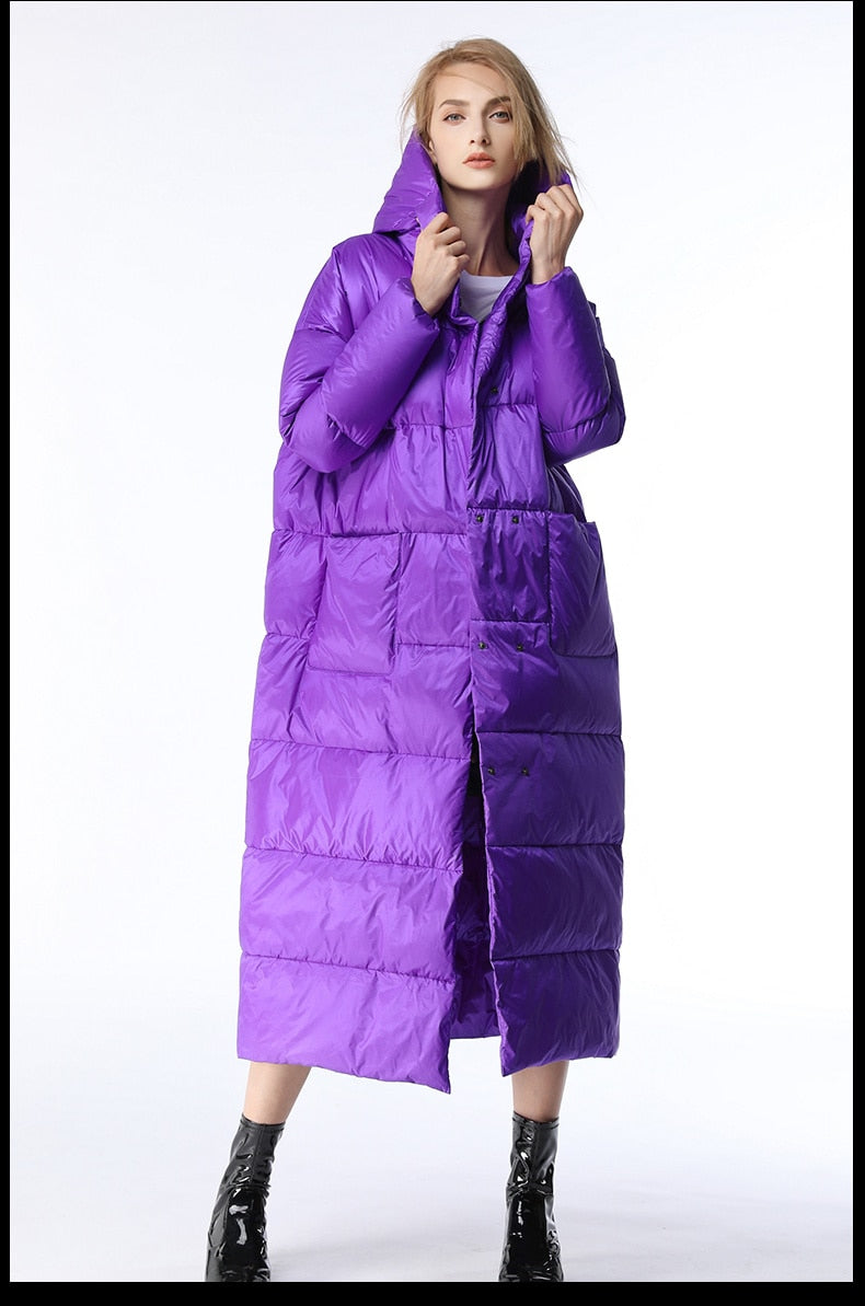 Urban shine plus long puffer coat in purple