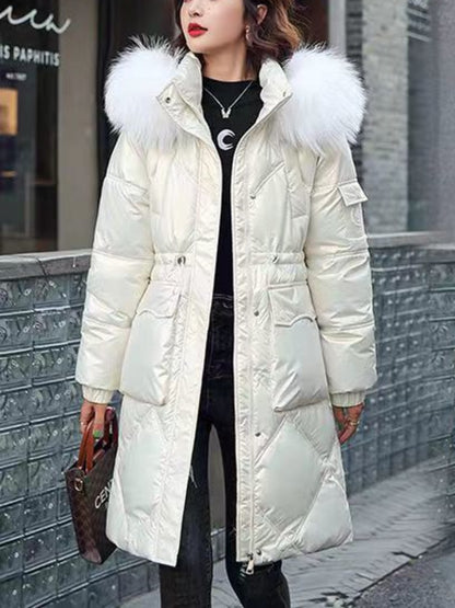 Reclaimed winter hooded fur collar coat