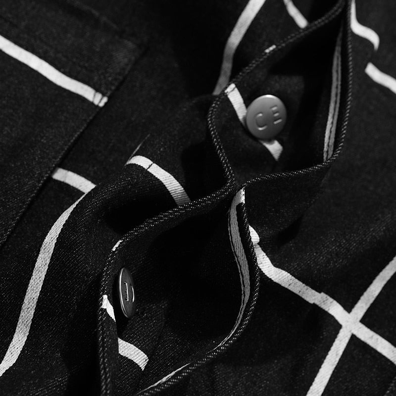 black and white striped denim jacket