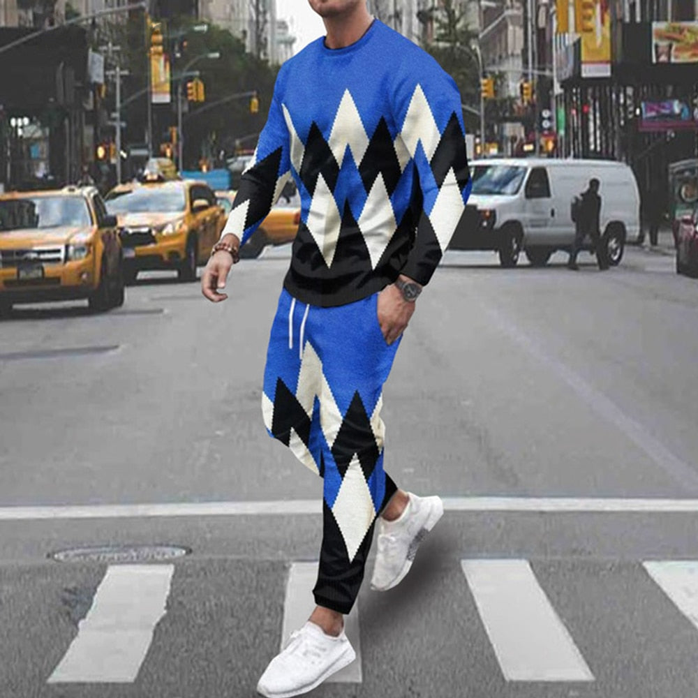 KING JONES-stripe tracksuit/T-shirt+Trousers 2 piece suit