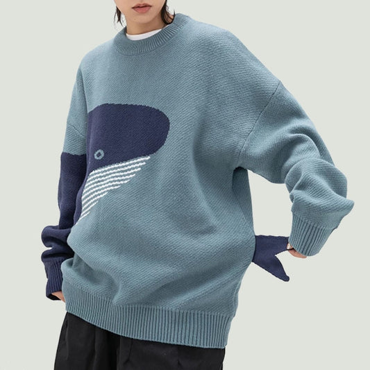 "WHALE SHARK" oversize knitted  pullover Unisex