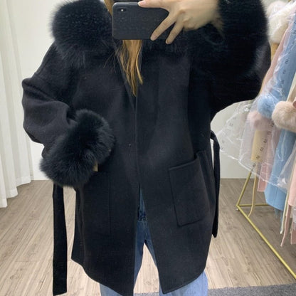 black / S women's winter coat with faux fur hood parka jacket 14:202520811#black;5:100014064