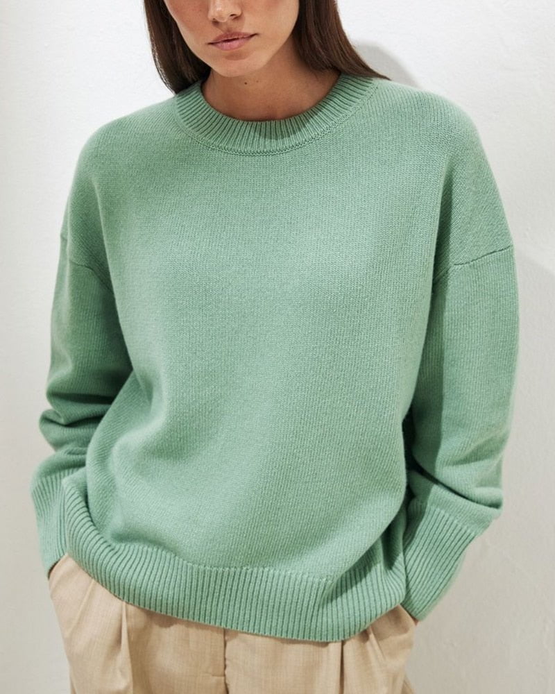 Ocean Green / one size womens oversized cashmere sweater o-neck 14:203027876#Ocean Green;5:200003528#one size