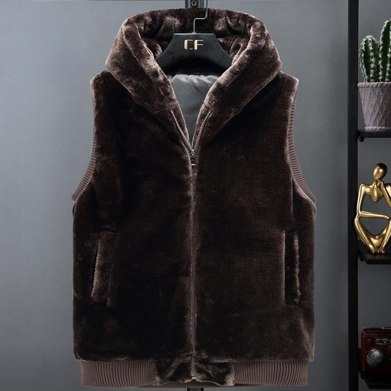 Winter fur vest with hood, "Bella" waistcoat