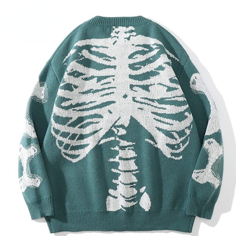 oversized skeleton knit sweater retro