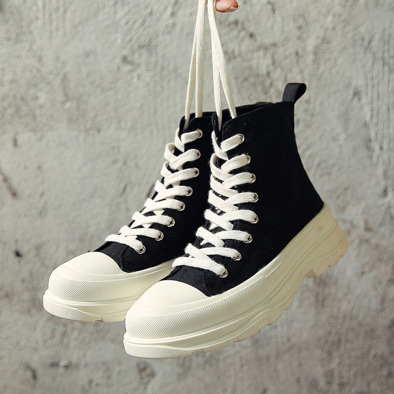 Super high top canvas sneakers
