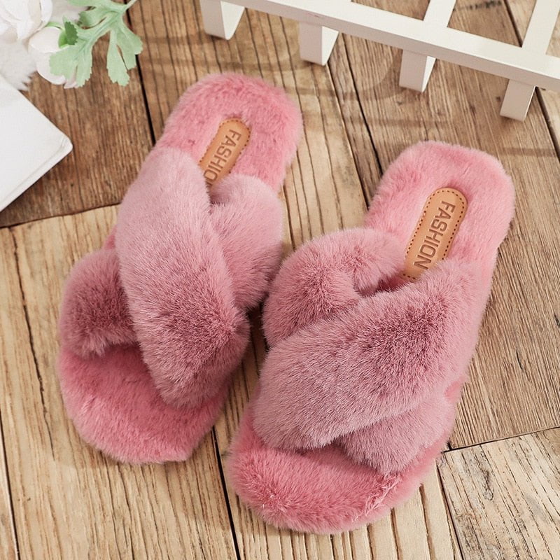 Pink / 35 cozy fluffy slippers cross 14:1052;200000124:200000333