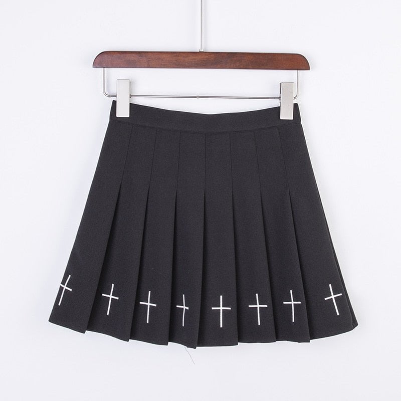Black 1810-2HS / S High waisted mini skirt black cross 14:193#1810-2HS;5:100014064