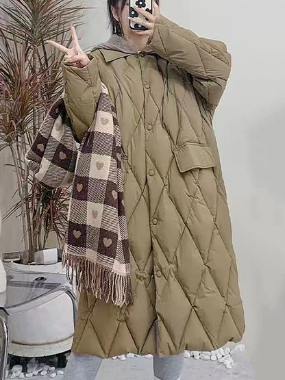 Only Tall quilted longline coat with knit hood