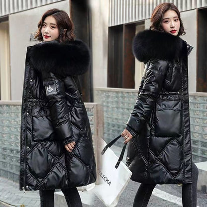 Reclaimed winter hooded fur collar coat