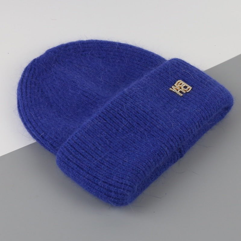 Royal blue 1 / 54-60cm real rabbit fur winter hat 14:203027873#Royal blue;5:361386#54-60cm