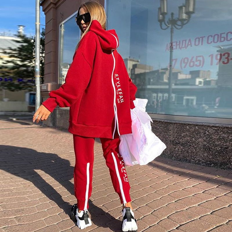 red / S back zipper hoodie+2 piece set 14:10#red;5:100014064