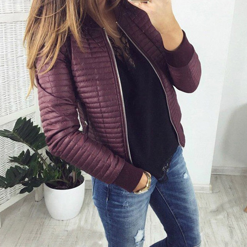 In The Style Quilted bomber jacket