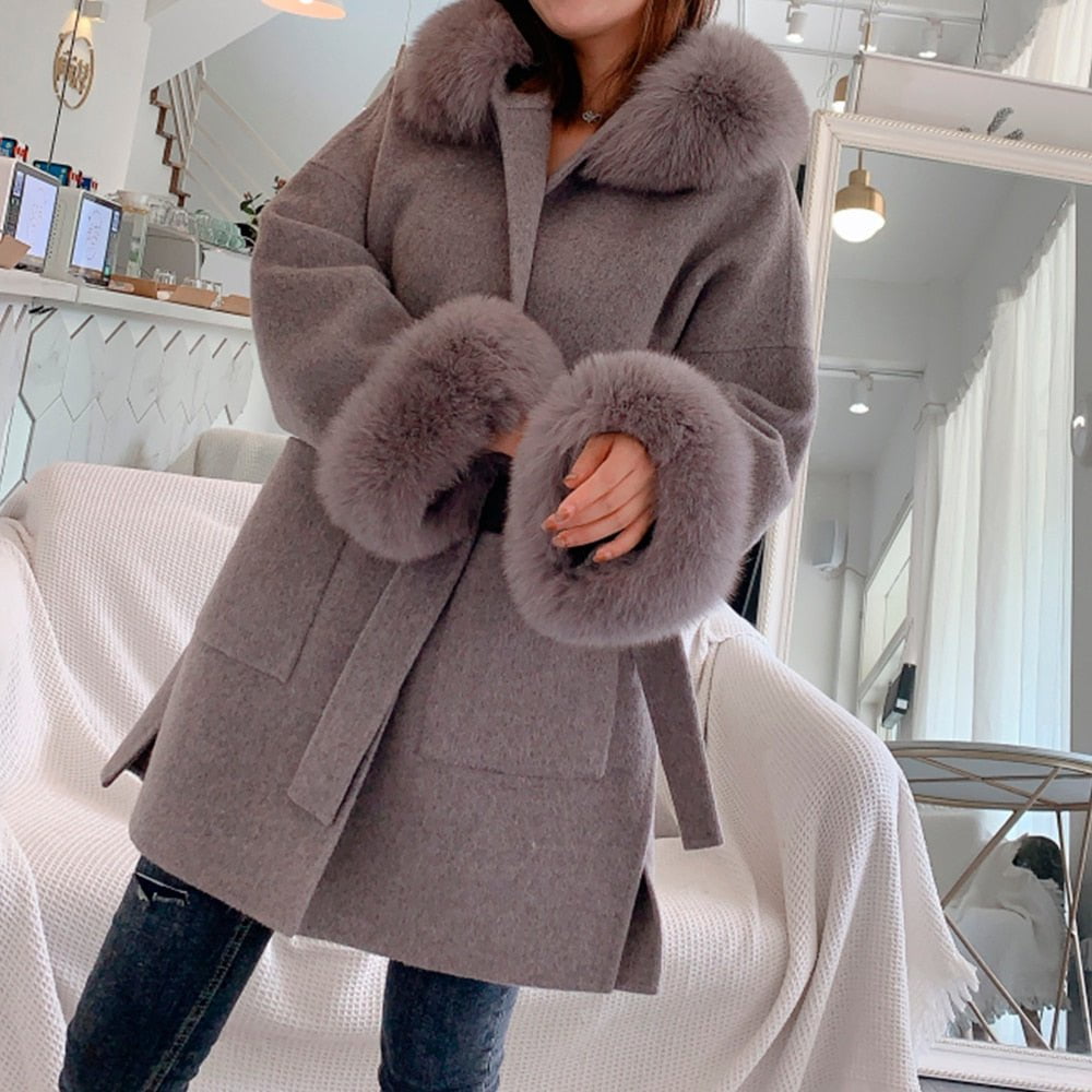 grey / S women's winter coat with faux fur hood parka jacket 14:202997806#grey;5:100014064