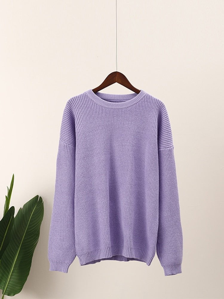 Purple / S Elegant Knitted Sweaters for ladies 14:365458#Purple;5:100014064
