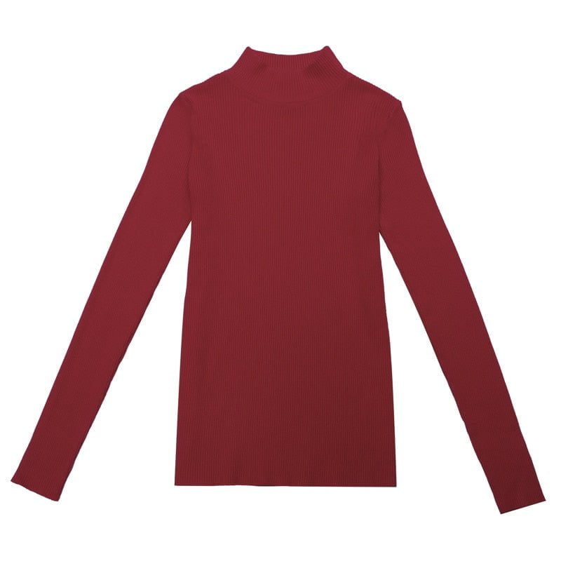 Dark Red / S Womens turtleneck sweaters Long Sleeve Slim 14:10#Dark Red;5:100014064