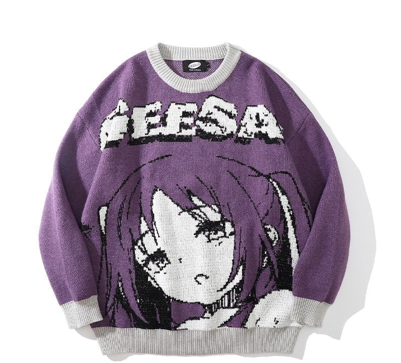 purple / M cotton knit sweater women's 14:496;5:361386