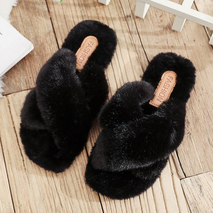 Black / 35 cozy fluffy slippers cross 14:193;200000124:200000333