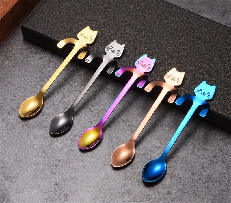 lovely cute cat shaped teaspoon and ice