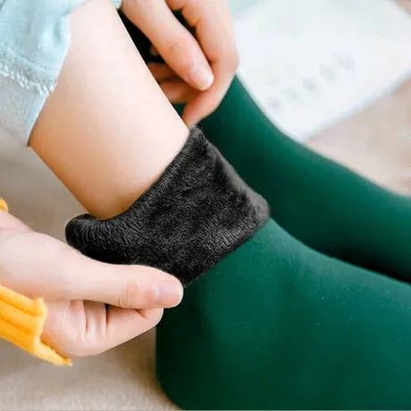 Dark green black warm winter socks velvet solid 14:1254#Dark green black