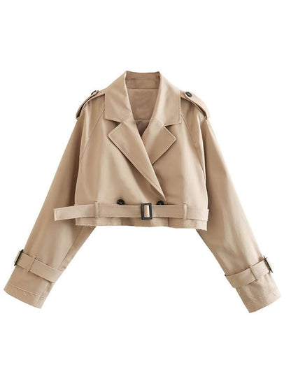 Trench cropped coat-TopLady with a belt