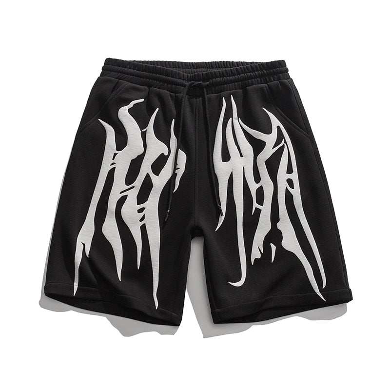 &JR shorts with a gothic graphic