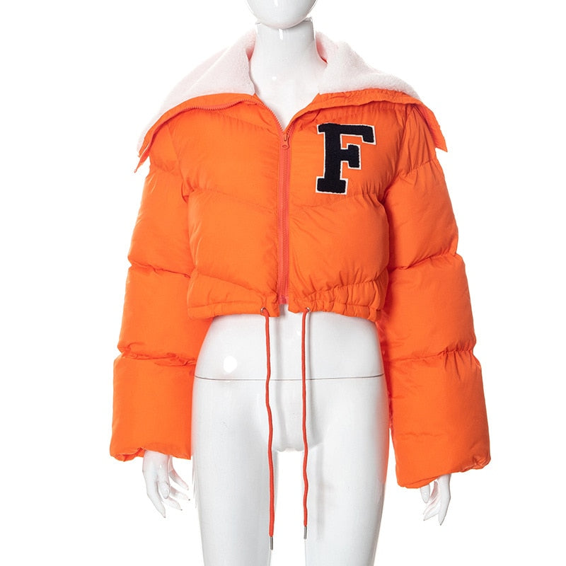 Miss 'OLIVIA "F" crop hooded puffer jacket