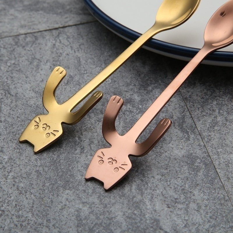 lovely cute cat shaped teaspoon and ice
